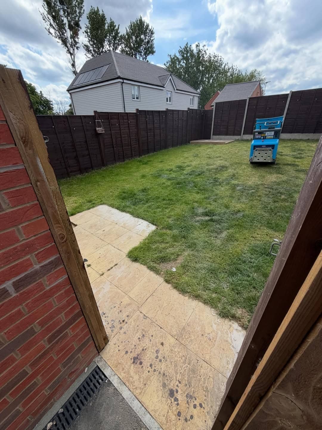 Quartz White Porcelain Patio & Sleeper Wall before photo 2