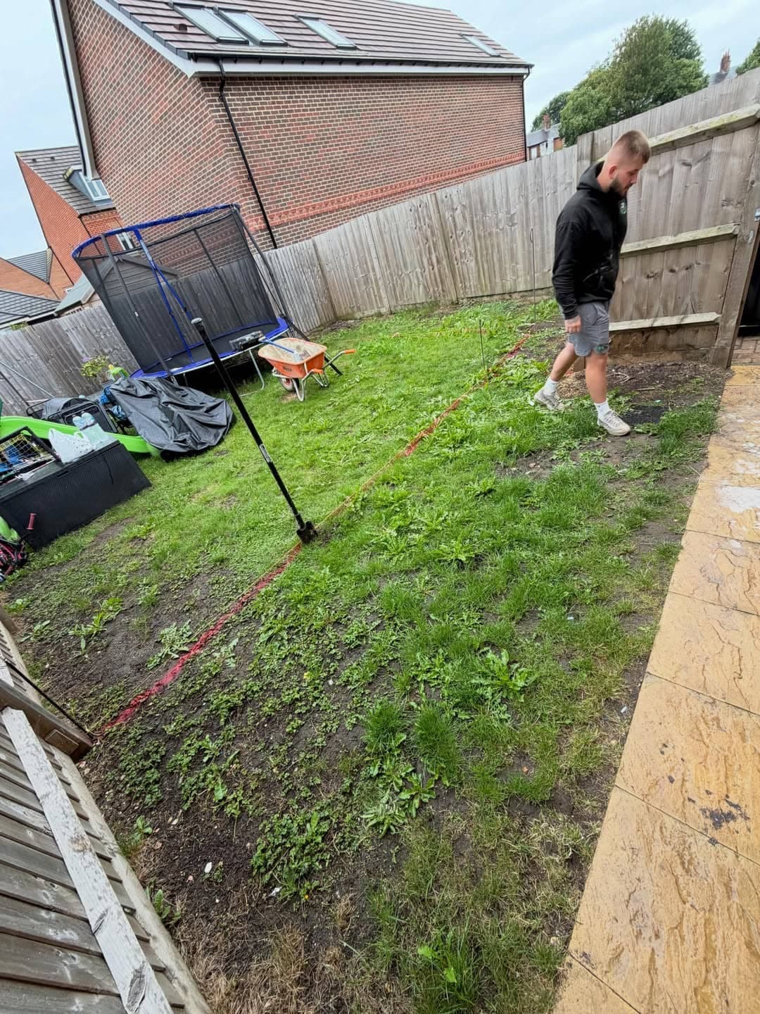 Grey Sandstone Patio Installation before photo 1